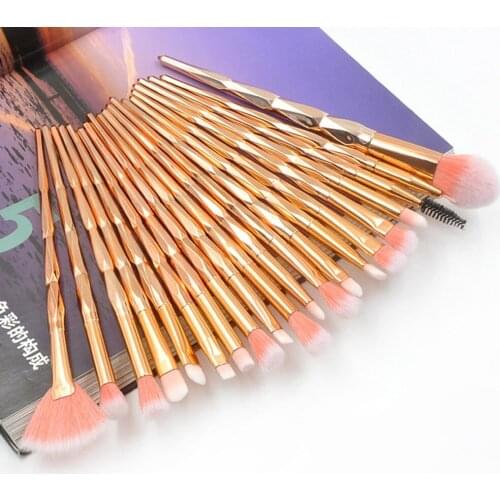 Makeup brushes set professional natural hair 20 Pcs High-Grade Aluminum Tube And Diamond Handle Eye Makeup Brush Set