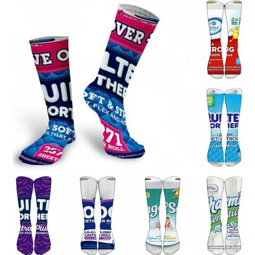 3D Printed Men Long Socks Funny Packing Bag Art Women Warm Autumn Happy High Knee Sock Sports Hip Hop Cotton Colorful Calf Socks