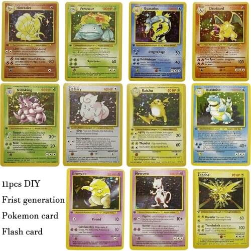 NEW 11 PCS Pokemon DIY Cards Pickup Charizard Blastoise Venusaur Mewtwo Pokemon Cards Game Collection Cards
