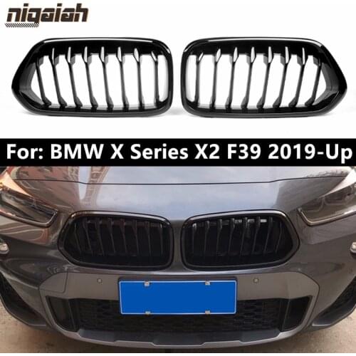 1 Pair Front Bumper Grill Replacement Glossy Black for BMW F39 X2 M35i xDrive20d xDrive28i sDrive20i 2019 2020 Kidney Grille