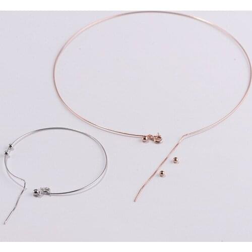 S925 Silver Gilt Plain Silver Bracelet Female Models Rose Gold Necklace Adjustable Length Jewelry Wholesale