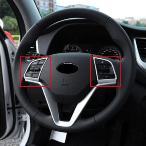 FIT FOR HYUNDAI TUCSON TL 2015 2016 CHROME INTERIOR STEERING WHEEL PANEL COVER BADGE INSERT STYLING TRIM ACCENT DECORATION