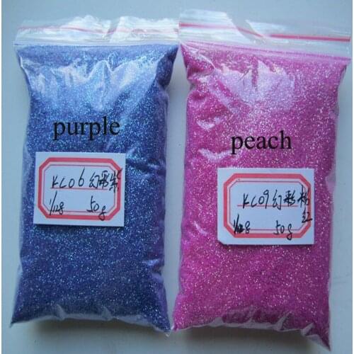 50G variegated peach and 50g variegated purple glitter powder flash powder, shiny metal sheets,Nail decoration, paint coating
