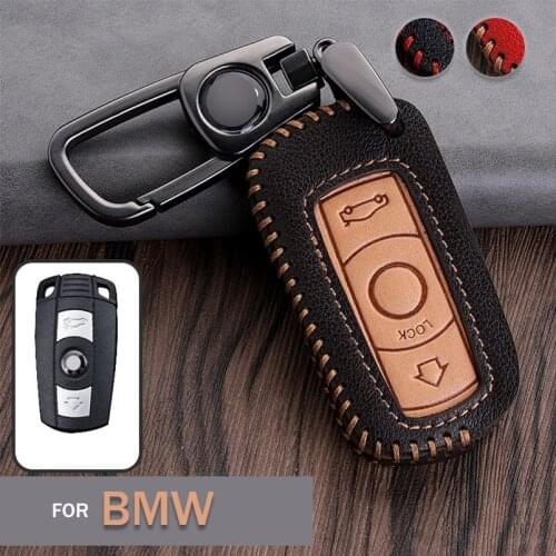 Retro Style Leather Car Key Fob Case Cover Holder Shell Bag For BMW E90 E60 E70 E87 3 5 6 Series M3 M5 X1 X5 X6 Z4 Accessories