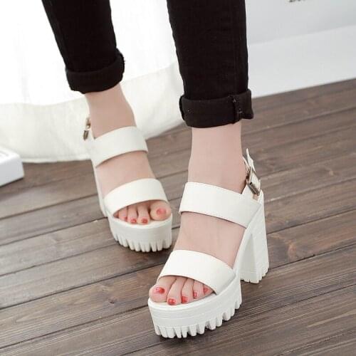 Chunky heel sandals punk shoes High Heels Platform Sandals Women Summer Shoes womens white shoes sandals women strappy heels