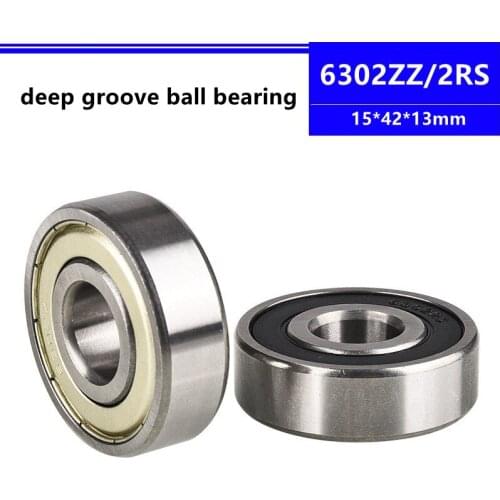 10pcs 6302ZZ 6302-2RS 15*42*13 mm shielded deep groove ball bearing 6302-2Z 6302Z 6302RS 6302 15x42x13 mm