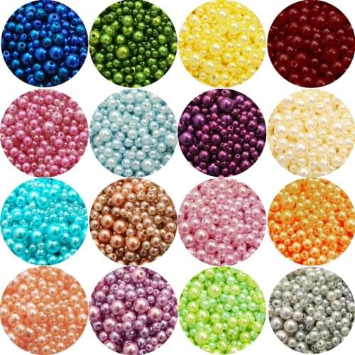 Mix Color 3-8mm ABS Imitation Pearls loose Round Beads With Holes Craft For Fashion Jewelry Making DIY Imitation Garment beads