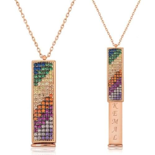 Tevuli 925 Sterling Silver Personalized Rainbow Necklace