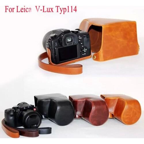 High quality PU leather case micro single camera bag for Leica V-LUX Typ114 cover with shoulder strap