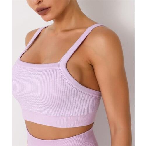 Female Seamless Bras Quick Dry Breathable Vests Wireless Crop Tops Shockproof Sports Bras Solid Color Crop Tops Fitness Vests