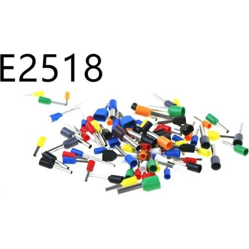 100PCS E2518 14AWG Long Tube Insulated End Terminal Wire Copper Crimp Connector