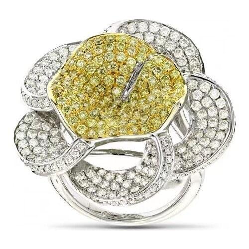 2021 New Fashion Silver Plated Geometric Flower Rings for Women Wedding Engagement Crystals Ring Female Party Jewelry Gift