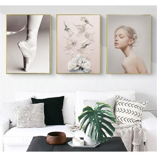 3 Panels Still Life Flower and Girl Canvas Posters Prints Dancing Photography Custom Pictures Art Nordic Home Decor Wall Art