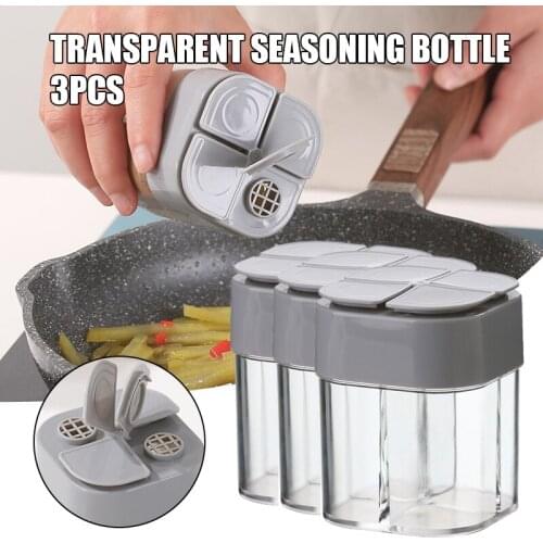 4 in 1 Salt and Pepper Shaker Spice Dispenser with Adjustable Hole Clear Seasoning Cans Condiment Jar for Cooking BBQ Home