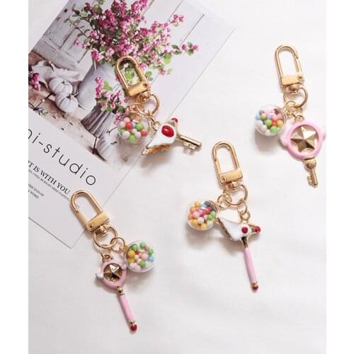 Anime Card Captor Sakura Cartoon Magic Wand Keychain Key Chain Metal Ring Trinkets Car Bag Pendent For Women Girl Toys D237