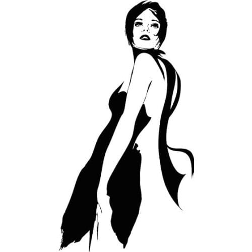 Car Stickers Elegant and Kind Girl Exquisite PVC Car Decoration Stickers Waterproof Cover Scratch Black/white, 14cm*7cm