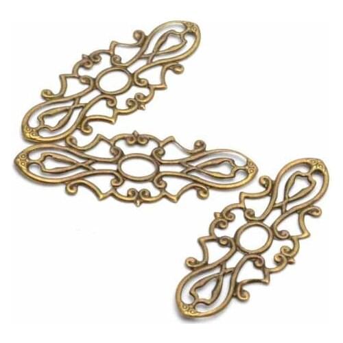 Free shipping Retail 20Pcs Antique Bronze Filigree Wraps Connectors Metal Crafts Gift Decoration DIY Findings 3.8x1.5cm F0368