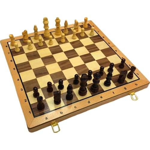 Large Wooden Chess Set Crafted Pieces Vintage Board Board Game Great Gift