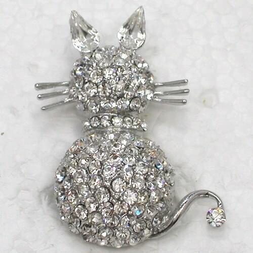 Rhinestone Cat Pin brooches C361 A