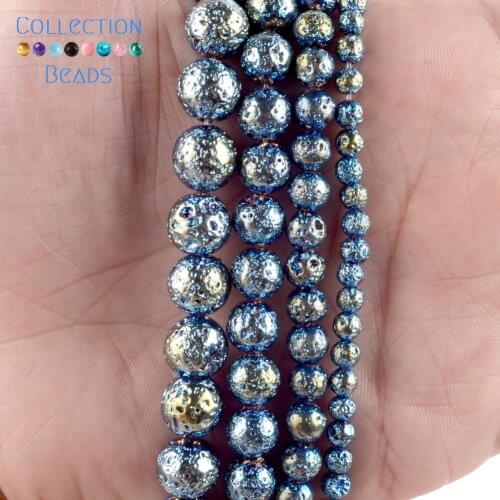 Natural Stone Beads Green Volcanic Rock Lava Hematite Stone Loose Round Beads For Jewelry Accessories Making Bracelet 4-10mm