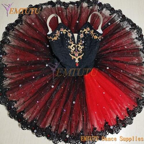 Black Red Don QuIxiote Professional Pancake Ballet Tutus for Women Adult Performance Pancake Ballet Costume Dress Custom Made