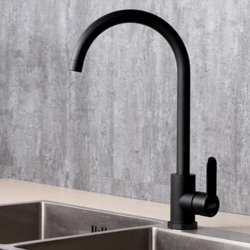 Black kitchen faucet heavy tap single hole hot and cold water classical design