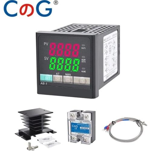CG A8 PID Digital Temperature Controller Type SSR output 40DA SSR K/J Screw M6 1m Thermocouple Probe k Thermostat
