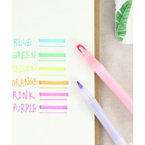 2 In 1 Double-end Highlighter Pen Markers Pastel Liquid Chalk Marker Marcadores Fluorecentes Highlighters For School