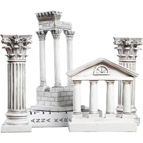 European Style Retro Ancient Rome Creative Architectural Model Decoration Home Furnishing column building model Statue figurine