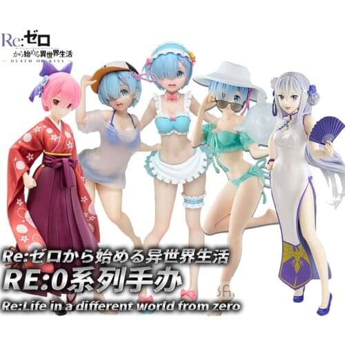 Anime Figures Ram Rem Home Service Hoodie Raincoat Witch Princess Dress Angel Easter PVC Doll Action Collection Model Kids Toys