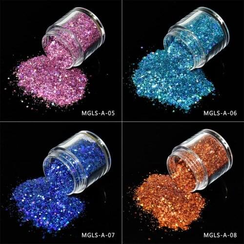 1pcs Nail Glitter Holographic Flake Sparkly Sequin Hexagon-Design Mixed-Size (0.2mm+1mm) Flake For Nails Glitter Art Salon Flake