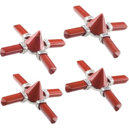 TUMBEELLUWA Stone 4 Direction Points Reiki Pyramid Energy Generator Healing Gems Crystal for Chakra Meditation Balancing