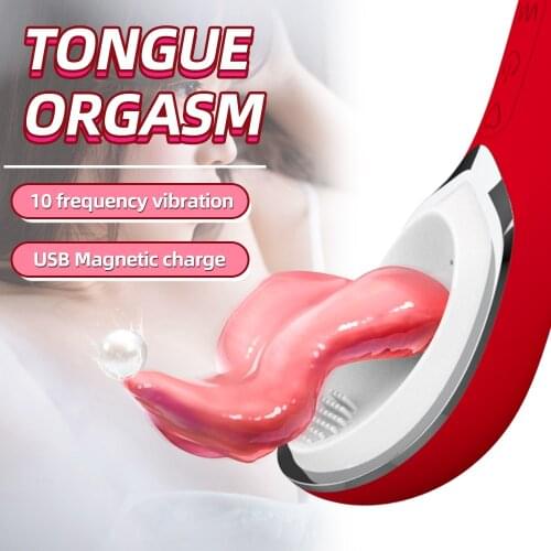 Clit Vibrator Tongue Licking Nipple Sucker Clitoral Stimulation Breast Massager 10 Speed Oral Sex Vibrator Toys For Woman