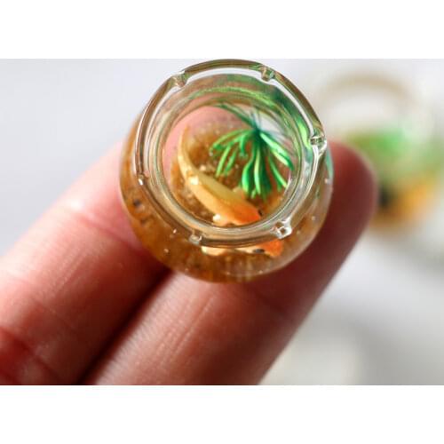 Dollhouse Miniature Glass Fish Tank Bowl Aquarium Doll House Home Ornament Toy For Dollhouse Decoration Round Square Fish Tank