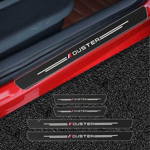 Mutips 4pcs Carbon Fiber Car Door Sticker Protector Trim Cover Accessories Auto Exterior For Renault Duster 2018 2019 2020 2021