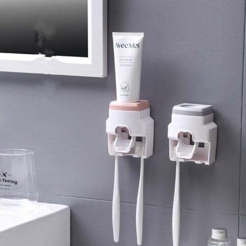 Wall Mount AutomaticToothpaste Dispenser Bathroom Accessories Sets Toothpaste Squeezer Toothbrush Holder Bathroom Accessoires