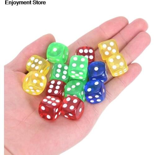 NEW 24Pcs/set Acrylic Dice 16MM Rounded Corners Playing Party Dices Four-Color Transparent Dice (Blue, Green, Yellow, Red All 6)