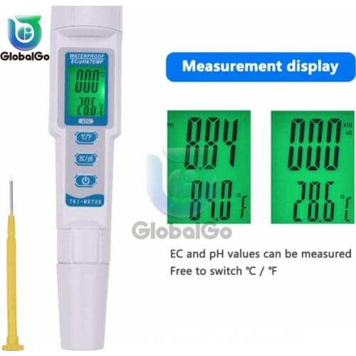New PH Meter PH/EC/Temperature Meter Digital Water Quality Monitor Tester for Pools Drinking Water Aquariums