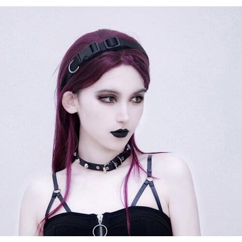 Hair Bands Punk Black Fashion Accessory Street Wear Cosplay Hair Hoop Handmade Belt Buckle Costume Party