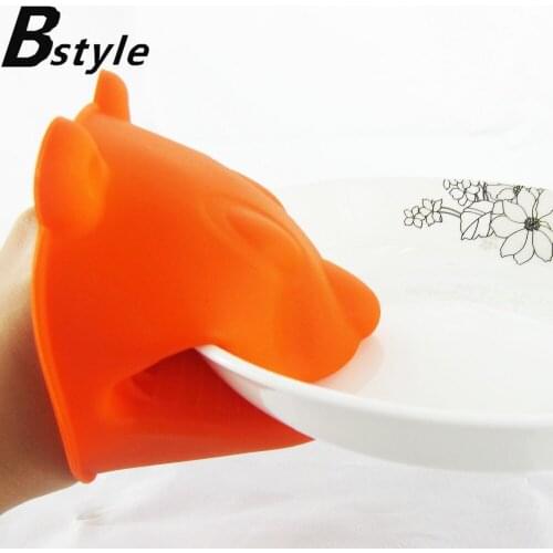 Wholesale 10pcs Kitchen Cooking dog Insulated Non-slip Gloves Microwave Oven No-slip Mitt Heat Resistant Skid Silicone Glove