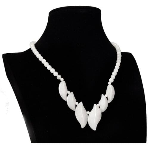 Wholesale A Special Shape cream-white Pendant and White jade chalcedony beads size for 6-37mm Necklace 18inch Gem H123