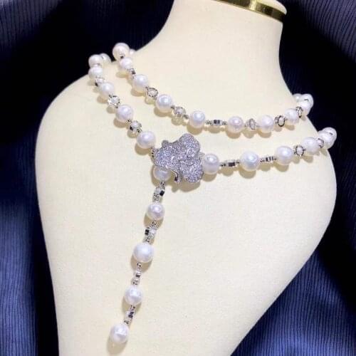 D418 Pearl Necklace Fine Jewelry Almost Round 6-7mm Nature Fresh Water White Pearls Necklaces for Women
