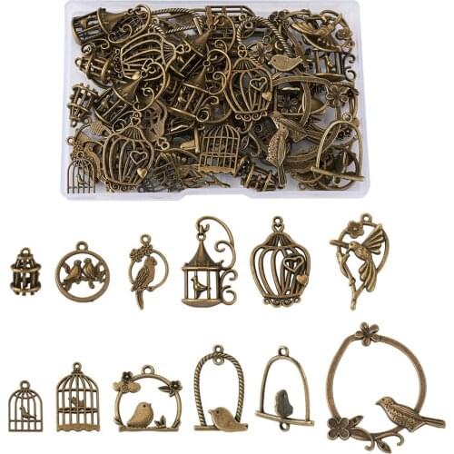 72Pcs/lot Tibetan Style Alloy Pendants Mixed Shapes 12 Styles Pendant Charm DIY Jewelry Making Earrings Necklace Accessories