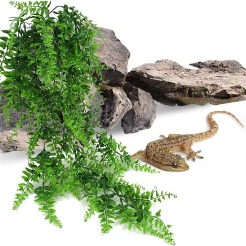Reptile Plants Hanging Fake Vines Climbing Terrarium Plant with Suction Cup for Hermit Crab Lizards Geckos Snake Pets
