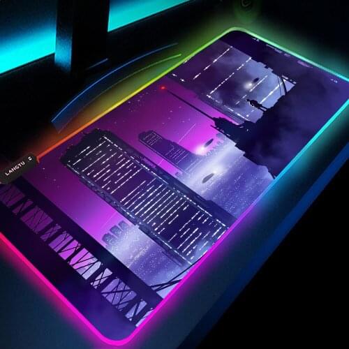 Setup Gamer Accessories Rgb Mouse Pad Gamer Keyboard Mousepad Rgb Carpet 900x400 Rubber Retrowave Synthwave Slipmat DropShipping