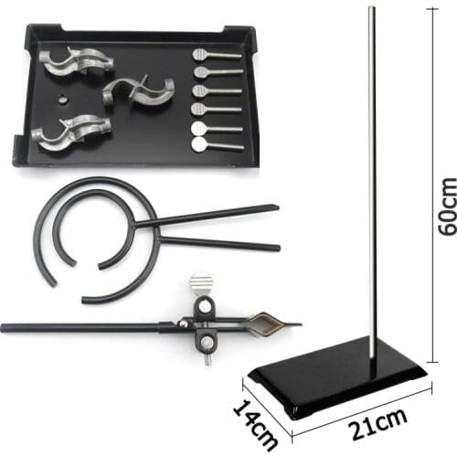 60CM Medical Laboratory Research Retort Support Stand Platform Set with Flask Clamp Clip Ring Bosshead Metal Grip Burner Holder