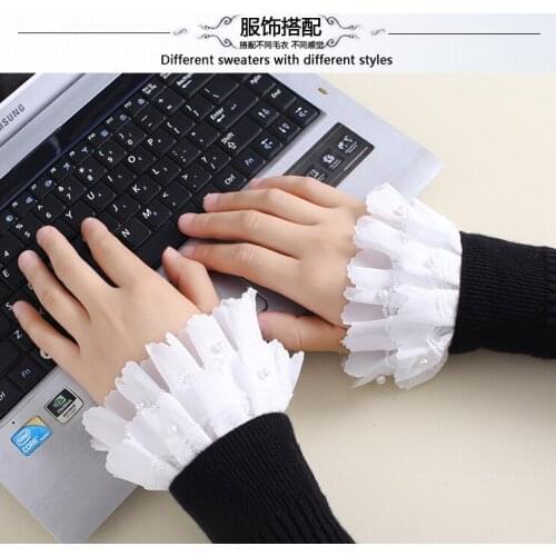 Elbow Sleeve Cuff Scar Cover Gloves Lady Arm Sleeve Lace Horn Cuffs Wrinkled Women Girls Fake Flare Sleeves Floral Lace Pleated