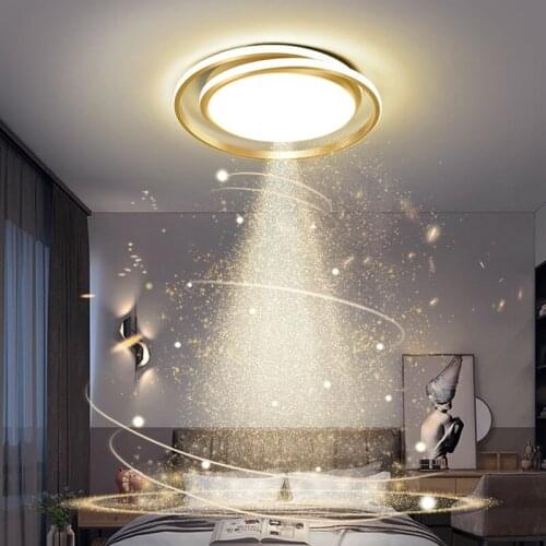 Modern Led Ceiling Lamp Chandelier Remote Control For Bedroom Living Room Kitchen Study Simple Indoor Gold Round Light Fixture