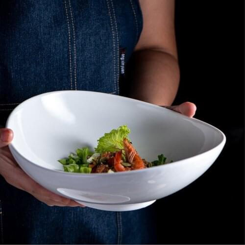 White Irregular Salad Bowl Ceramic Picnic Plates Creative Dinner Plate Fruit Kitchen Decor Restaurant Dish Tray Platos De Cena