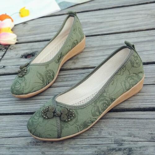 Tilocow Handmade Women Canvas Ballet Flats Slip On Wedges Flat With Embroider Shoes Woman Shallow Linen Platform Footwear 2020